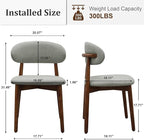 Farmhouse Dining Chairs Set of 8, Mid Century Modern Fabric Upholstered Kitchen Chairs, Wooden Dining Room Chair with Curved Back for Kitchen Dining Room Restaurant Cafe, Light Green (Only Chairs)