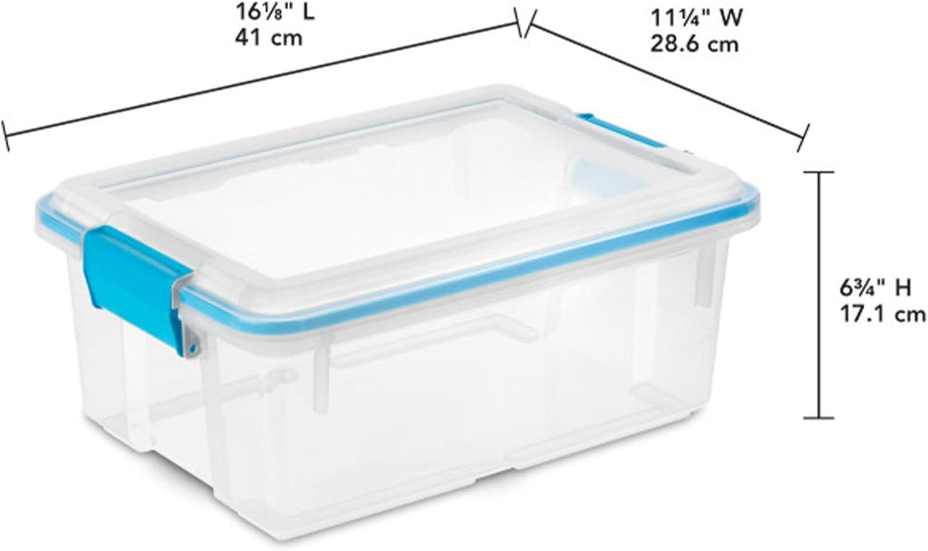 Sterilite 6-Pack Gasket Box, Weather-Resistant Storage Bins with Latching Lids, 12 Quart - Heavy-Duty Organizing Containers for Closet, Bathroom, and Office