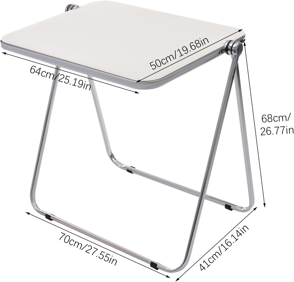 Foldable Side Table 27 Inch - Clear Tea Tinted Portable Desk｜Space-Saving Nes...
