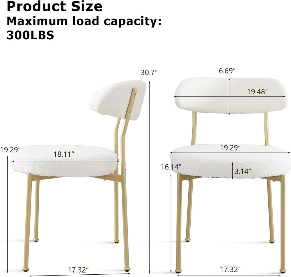 Dining Table and Dining Chair Set 31.5" White Round Table&2 Boucle U...