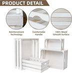 Set of 4 Large Wooden Decorative Storage Crates, Whitewashed Nesting Wooden Crates for Display Rustic, Farmhouse Wood Storage Container Boxes Made from 100% Wood