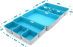 Welaxy desk drawer organizer tray felt storage bin for home office entryway catchall key holder makeup crafts pens decluttering 8-piece gift Solution (Turquoise)