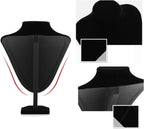 Wudygirl Black Velvet 3-Dimensional Necklace Bust Display Holder Jewelry Neck Pendant Chain Organizer Stand for Women(11.4 inch