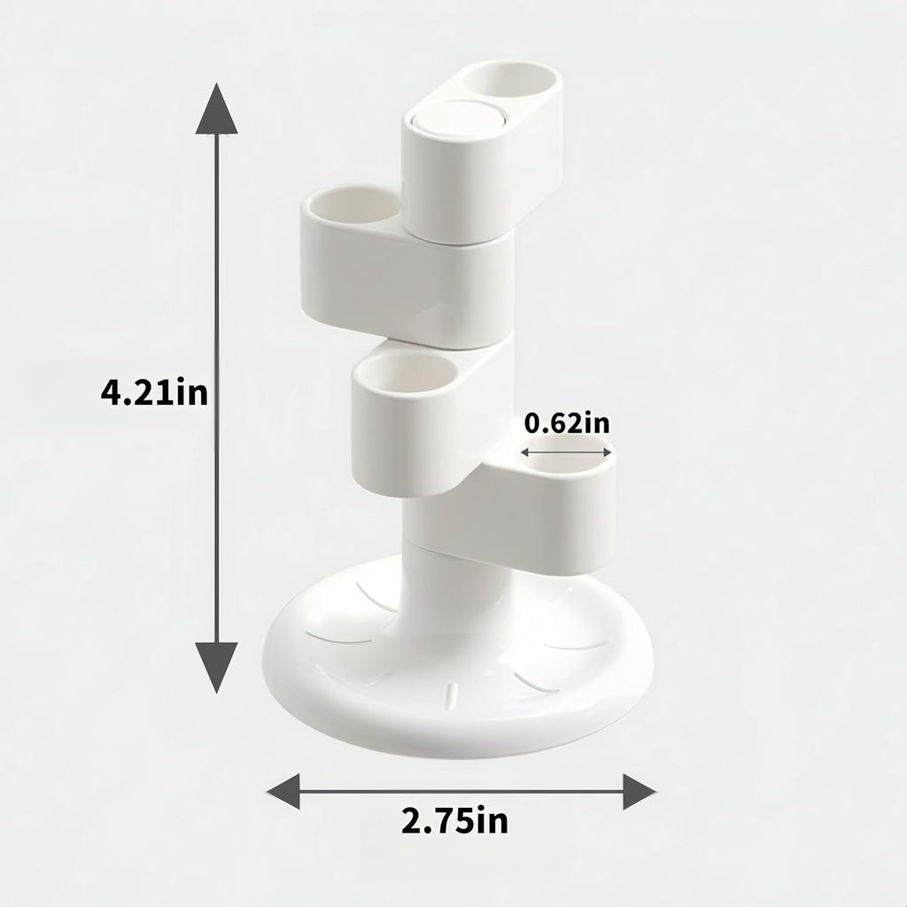 2-Pack 360° Rotating Toothbrush Organizer with Non-Slip Base, Bathroom Countertop Holder for Razors, Makeup Brushes and Toothbrush Storage, Compact Space-Saving Stand White