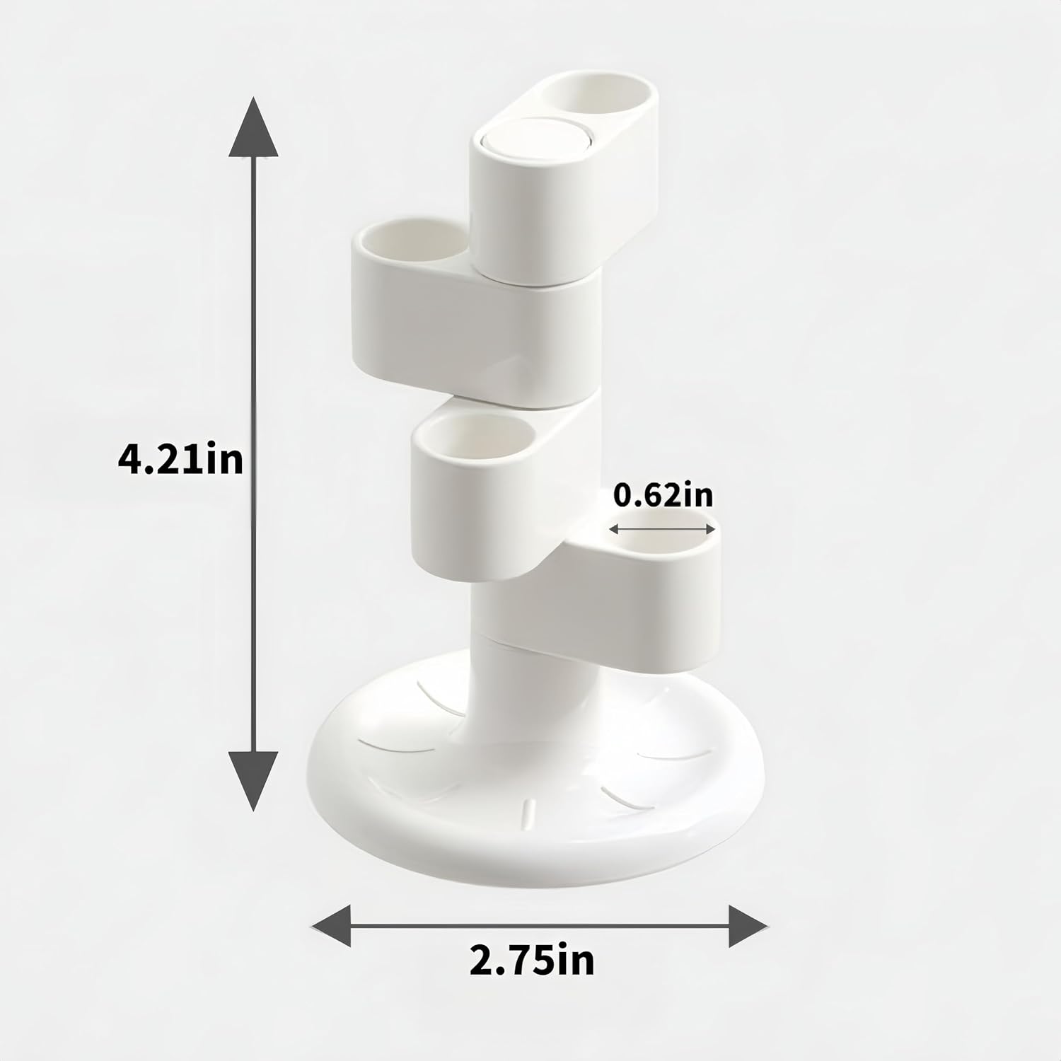 2-Pack 360° Rotating Toothbrush Organizer with Non-Slip Base, Bathroom Countertop Holder for Razors, Makeup Brushes and Toothbrush Storage, Compact Space-Saving Stand White