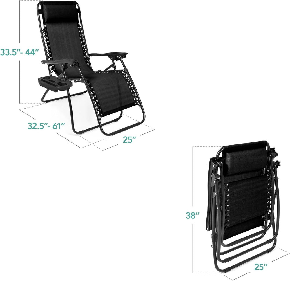Best Choice Products Set of 2 Adjustable Steel Mesh Zero Gravity Lounge Chair...
