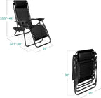 Best Choice Products Set of 2 Adjustable Steel Mesh Zero Gravity Lounge Chair Recliners w/Pillows and Cup Holder Trays - Black