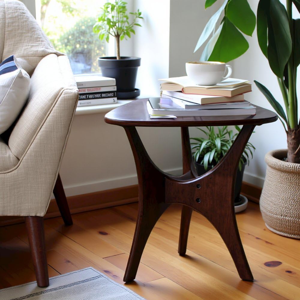 Starlight Canyon Home Solid Wood Mid Century Modern Side Table, Triangle Side...