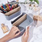2 Pack Gray Desk Storage Organizer, Desk Organizers and Remote Control Caddy Holder Desktop Pen Pencil Holder Container Box for Bedside Nightstand Desktop Coffee Table Office Supplies