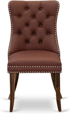 I5DA5-50N-26 5-Pc Kitchen Table Set Contain a Wooden Table and 4 Burgundy Polyester Fabric Upholstered Chairs with Button-Tufted Back, Antique Walnut