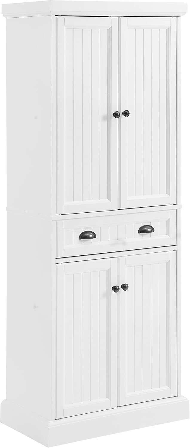 Crosley Furniture Shoreline Coastal Pantry Storage Cabinet with Shelves, Kitc...
