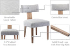 Linen Dining Chairs Set of 2 Modern Dining Chair with Wood Legs, Upholstered Dining Chairs for Dining Room, Kitchen, Vanity, Living Room, Grey