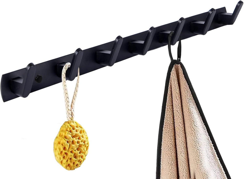 Coat Rack Wall Mount with 7 Hooks, Black Wall Coat Hook, Wall Mounted Modern ...
