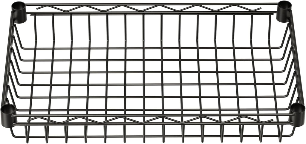 SINGAYE 4 Tier Basket Shelf Wire Shelving Unit Adjustable Storage Shelves Big Basket Rack for Garage Kitchen Office Pantry Corner 17" Dx12 Wx50 H Black