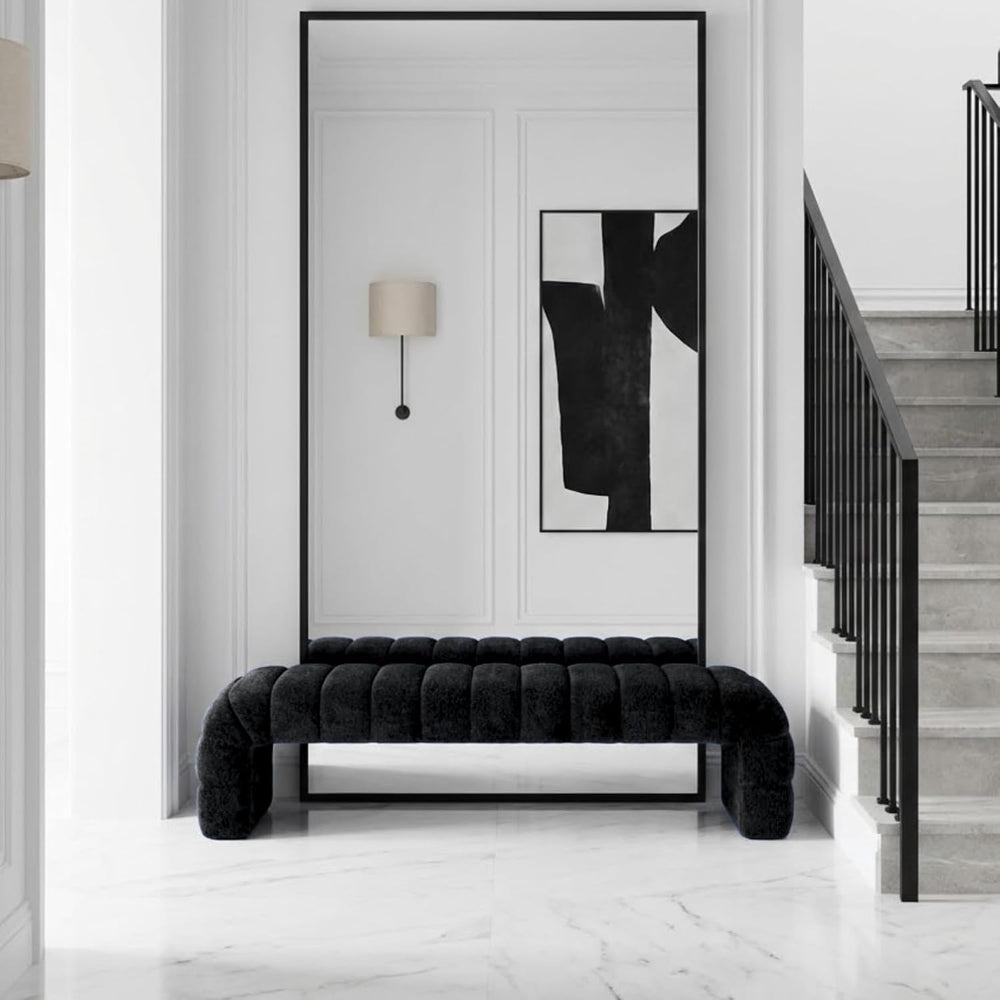 Shoe Bench for Entryway, 69.7''W Modern End of Bed Bench Long Ottoman...
