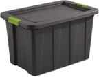 Sterilite 4-Pack Storage Bins with Lids, Heavy Duty Totes, Tuff1, 30 Gallon, Flat Gray