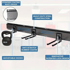 48" Industrial-Grade Wall-Mounted Garage Tool Organizer Heavy-Duty Steel Frame with Capacity Adjustable Swivel Hooks with Dual Shovel Holders for Yard Tools, Trimmers, Ladders& Garage Storage