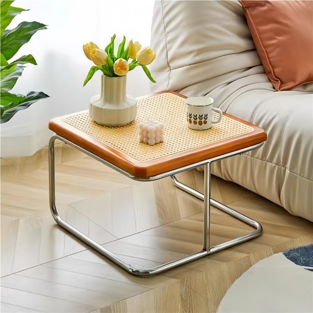 Square Nesting Coffee Table Set of 2, Modern Wooden Side Table, Stacking Smal...