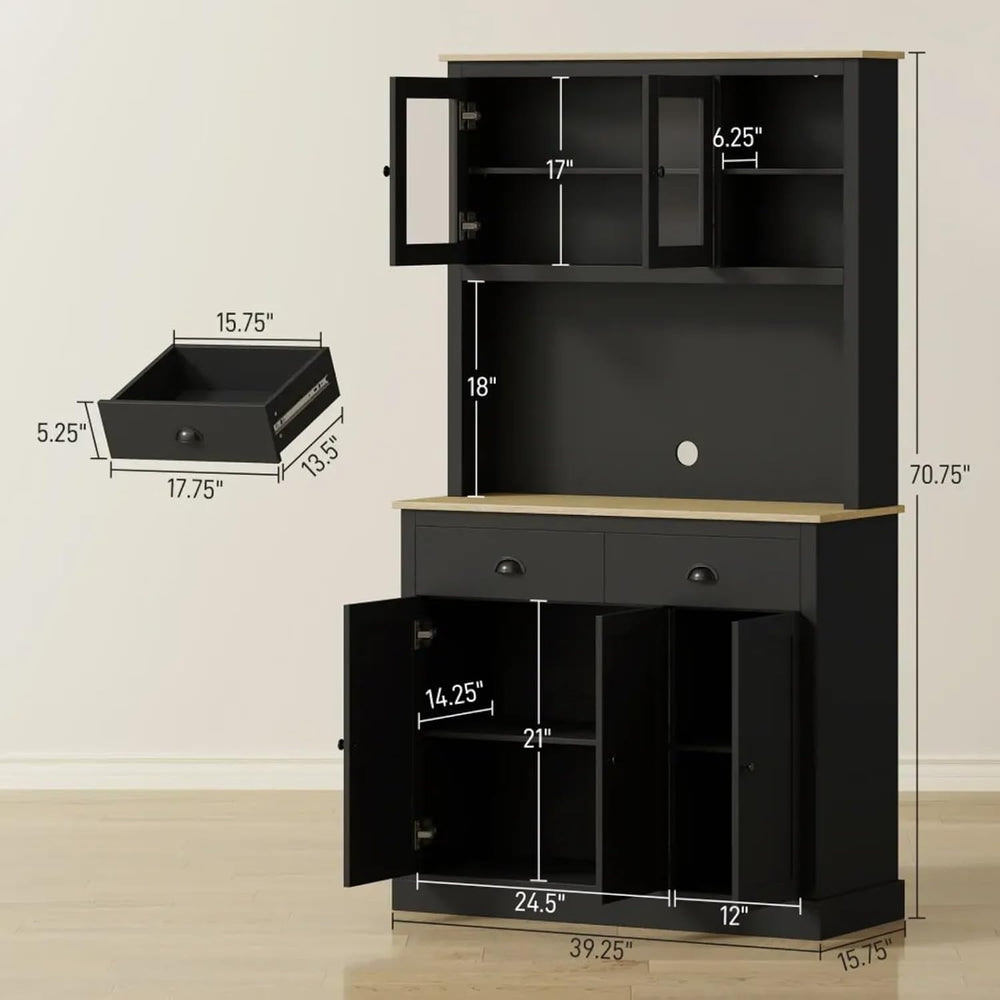 Kitchen Pantry Cabinet Tall Food Pantries w/Drawers&Adjustable Shelves fo...