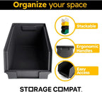 Plastic Storage Bins, Hanging, Stackable, Storage Organizer Bin for Warehouses, Workshops 9-Inch x 5-Inch x 5-Inch, Black, 12-Pack