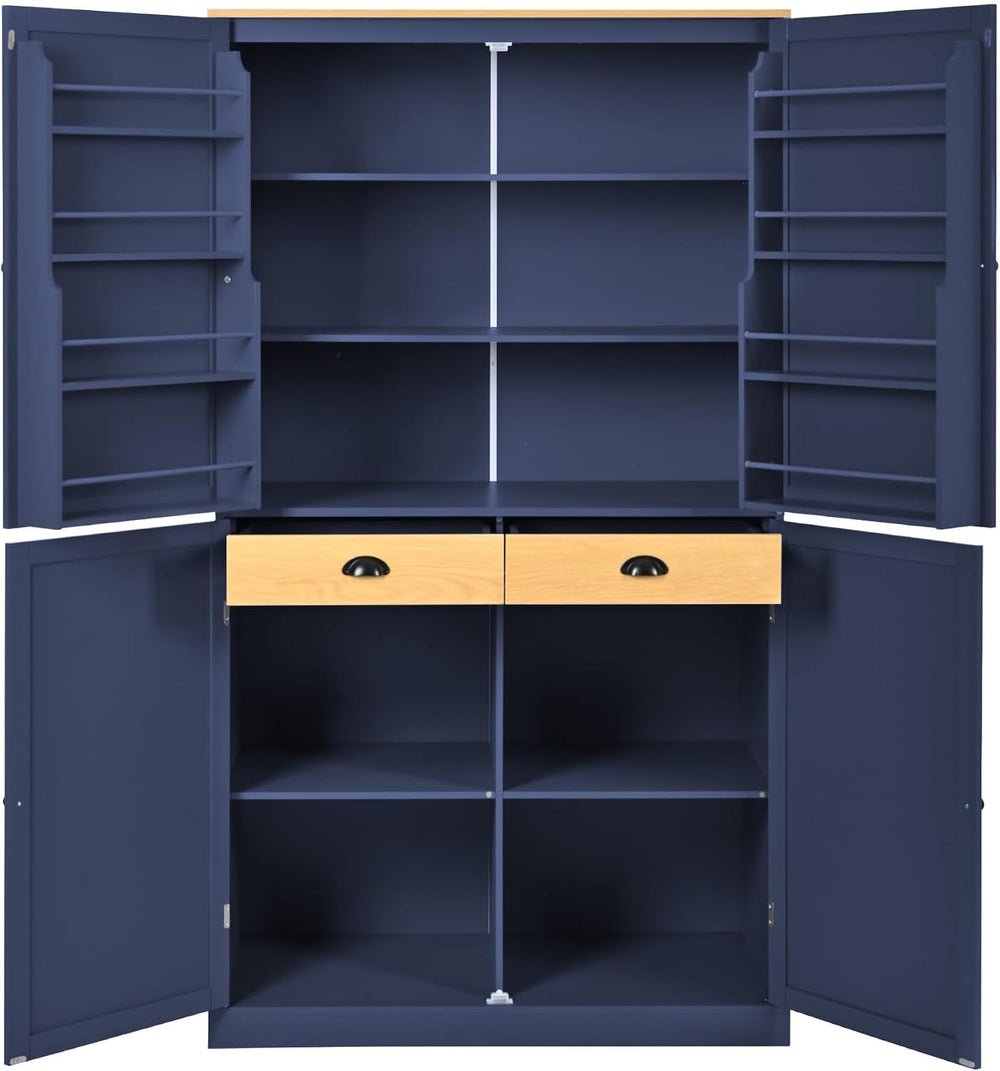 Merax 4 Doors Kitchen Pantry Storage Cabinet with 2 Drawers, 71.3" H Tal...
