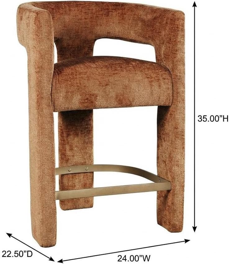 Jofran Gwen Rust Upholstered Counter Stool with Arms – Versatile Barstools – ...