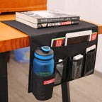 5 Pockets Bedside Caddy, Bedside Storage Organizer for Water Bottles, Magazines, Phone, Glasses (5 Pockets-Black)