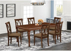 East West Furniture DOCL7-MAH-C 7 Piece Kitchen Table & Chairs Set Consist of a Rectangle Butterfly Leaf Dining Table and 6 Linen Fabric Upholstered Chairs, 42x78 Inch, Mahogany