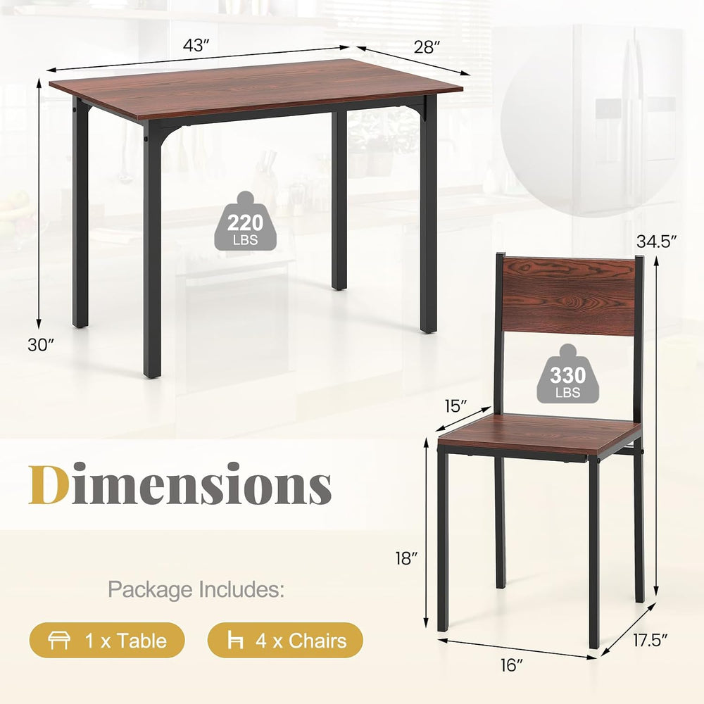 Giantex Dining Table Set for 4, 5-Piece Modern Kitchen Table and Chairs with ...