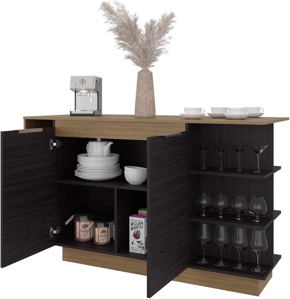 Kitchen Island with Storage Cabinet and Wine Glass Holder | Includes storage ...