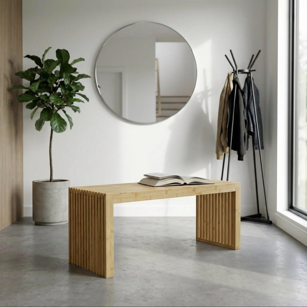 Bamboo Natural 36 inch Wooden Bench, Small Wood Benches for Entryway, Living ...
