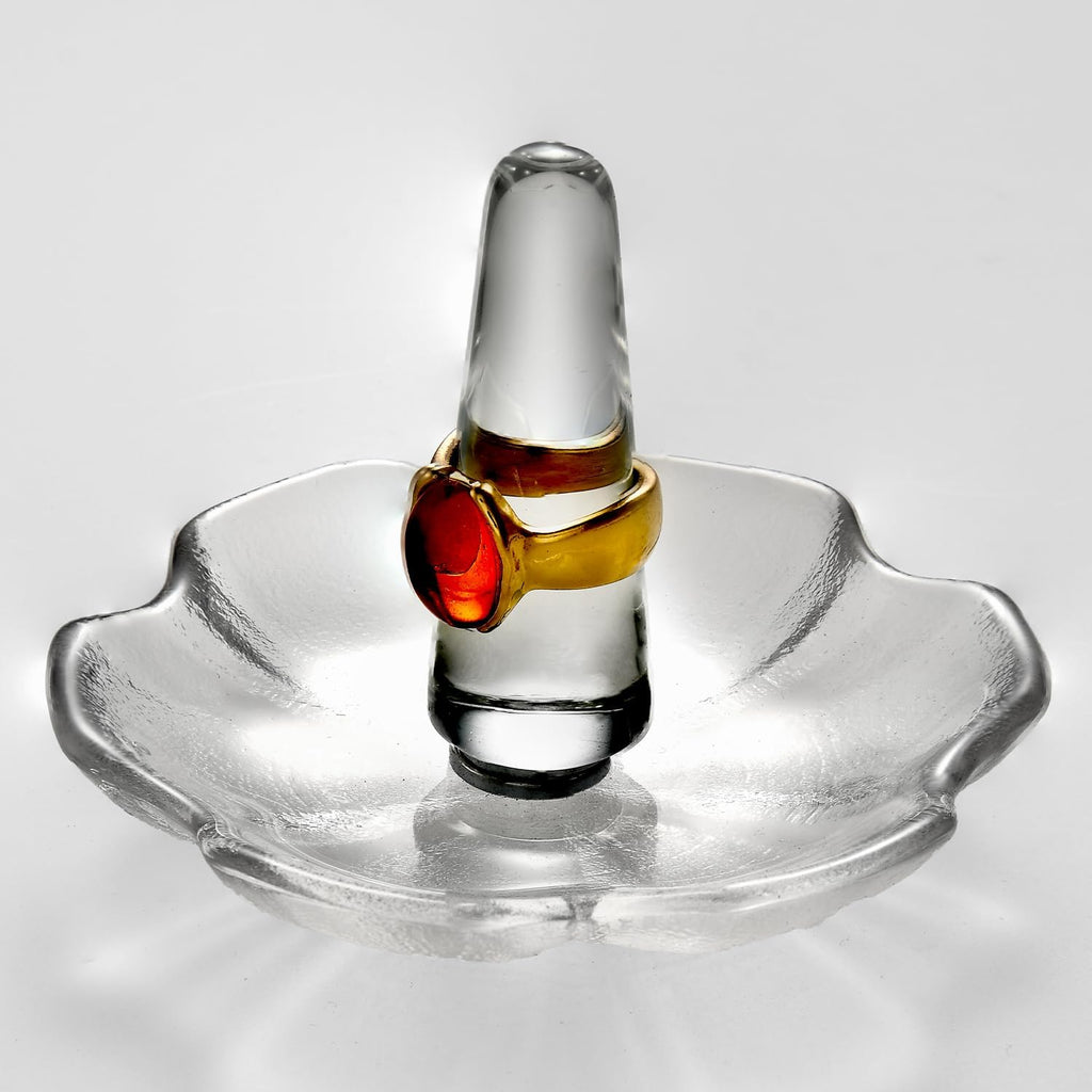 Crystal Ring Holder Decorative Jewelry Tray Valentine Engagement Wedding Birthday Gifts for Women (Hexagon)