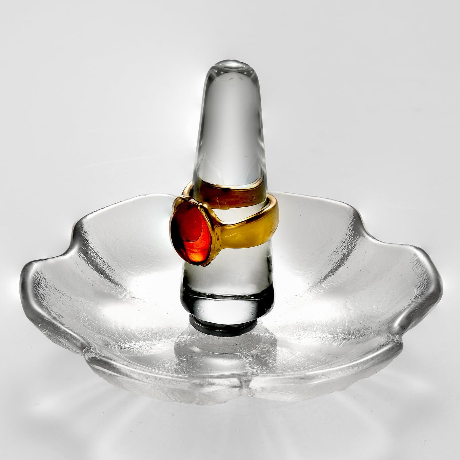 Crystal Ring Holder Decorative Jewelry Tray Valentine Engagement Wedding Birthday Gifts for Women (Hexagon)