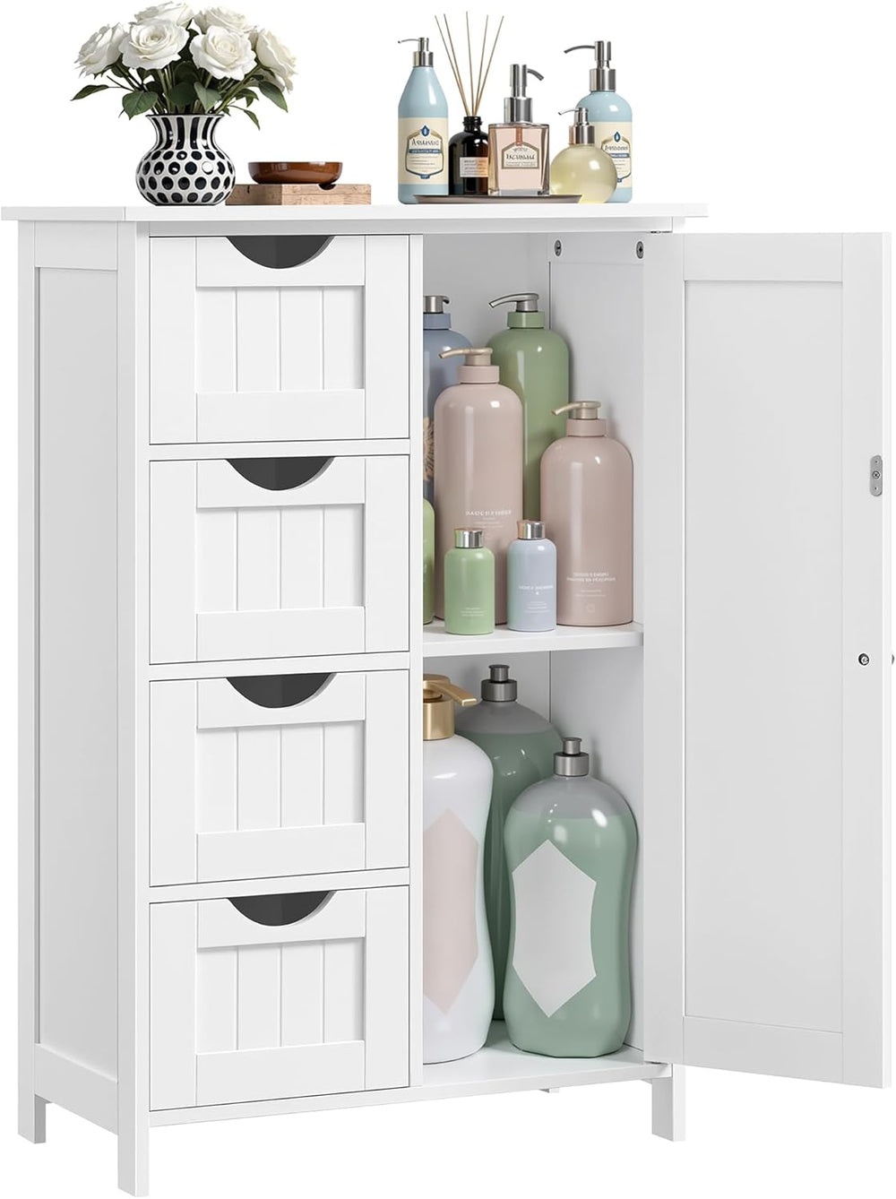 VASAGLE Storage Cabinet with Drawers, Freestanding Floor Cabinet with Door, 1...