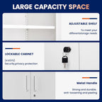 Yizosh Metal Storage Locking Cabinet with 4 Doors and 2 Adjustable Shelves,71" Lockable Garage Tall Steel Cabinet,for Home Office,Living Room,Pantry,Gym,Commercial Storage (White)