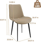 Dining Chairs, Modern PU Leather Dining Room Chair with Sturdy Metal Legs, Upholstered Seat Dinner Chairs Accent Side Chairs for Indoor Kitchen Living Room (Tan, Set of 2)