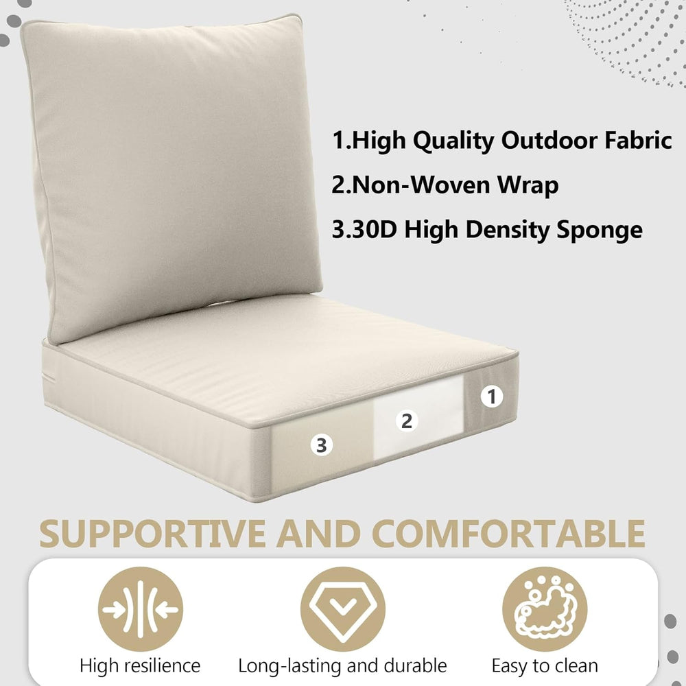 22" x 22" x 6" Outdoor Deep Seat Cushions Set - 2 Set Waterpro...