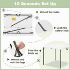 34" Square Folding Table for 4 Person, 330lbs Weight Capacity Foldable Table with HDPE Tabletop & Heavy-Duty Steel Legs, Large Portable Picnic Table for Indoor Outdoor Parties, Camping, White