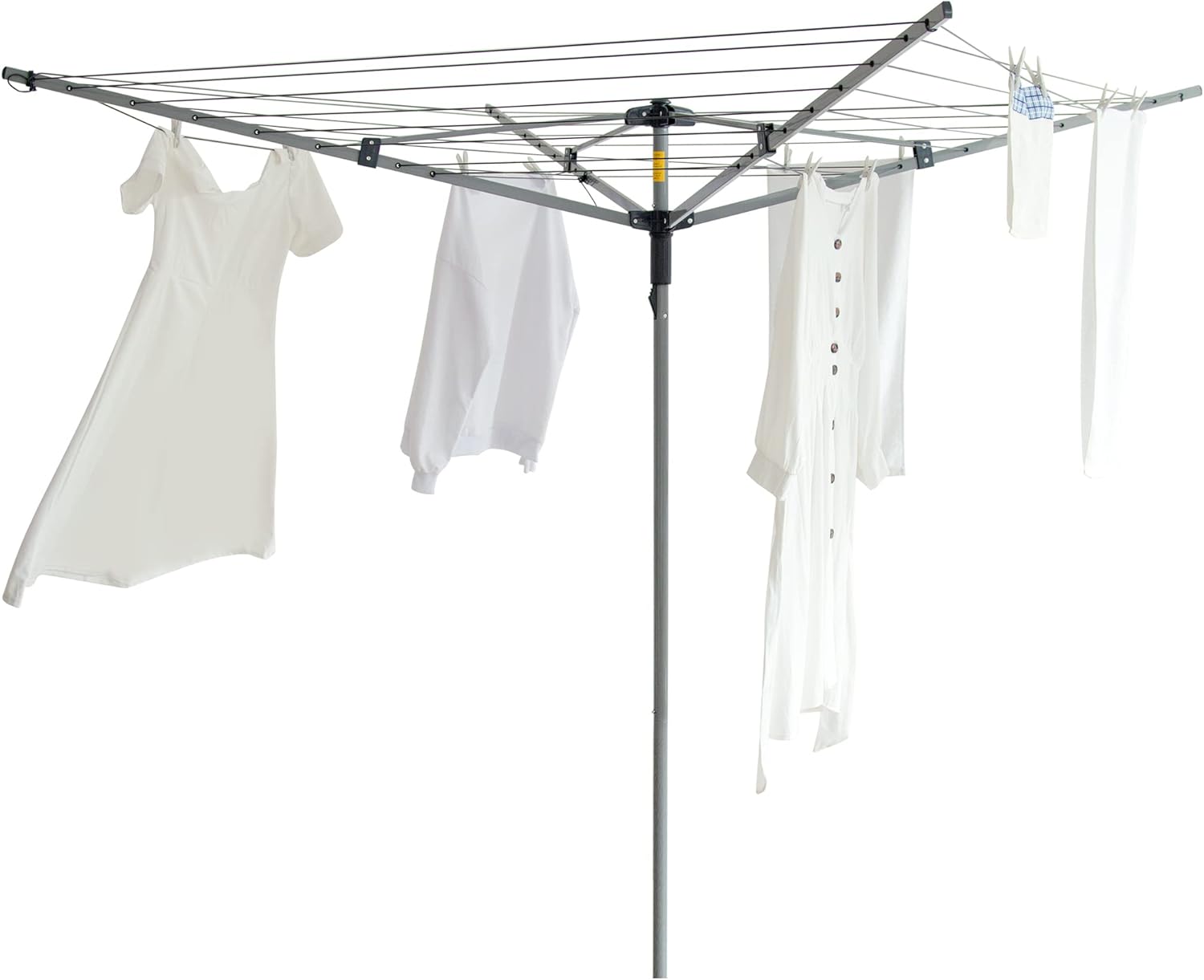 JS HANGER Collapsible 4-arm Rotary Outdoor Umbrella Drying Rack Metal Clothes Dryer Clothesline with 131ft Drying Space