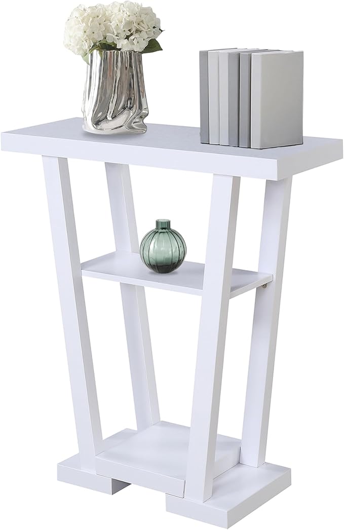Convenience Concepts Newport V Console Modern Sofa Storage Shelves, Narrow En...
