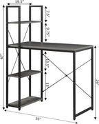 Convenience Concepts Desigsn2Go Office Workstation Desk 36" - Modern, Contemporary Writing Accent with Storage Shelves for Dorm Room & Home Study, Charcoal Gray