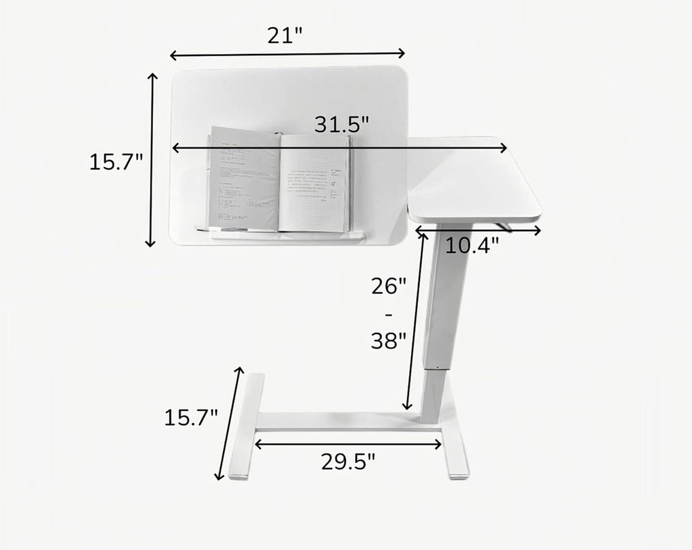 Overbed Desk with Wheels, Height Adjustable Rolling C Shaped Side Table with ...