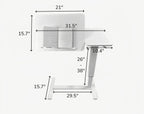Overbed Desk with Wheels, Height Adjustable Rolling C Shaped Side Table with Tilting Top, Mobile Laptop Stand for Bed Couch Sofa, Bedside Table for Small Space Work from