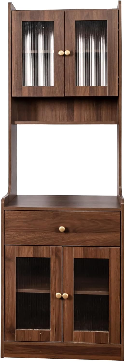 LUMISOL Modern Kitchen Pantry Cabinet with 2 Cabinets & Shelves for Dinin...