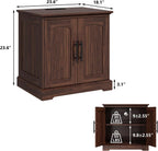 HOKYHOKY Rattan End Table with Charging Station, 24" Large Sofa Side Tabl | 2 Arched Doors, Boho Wood Square Nightstand, Bedside Tables with Adjustable Storage Shelf, Living Room, Bedroom