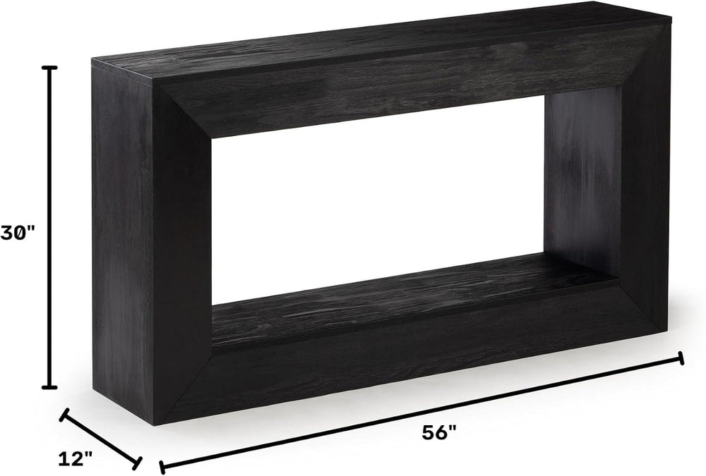Plank+Beam Grand Console Table, 56 Inch, with Shelf, Black Wirebrush | Balanc...