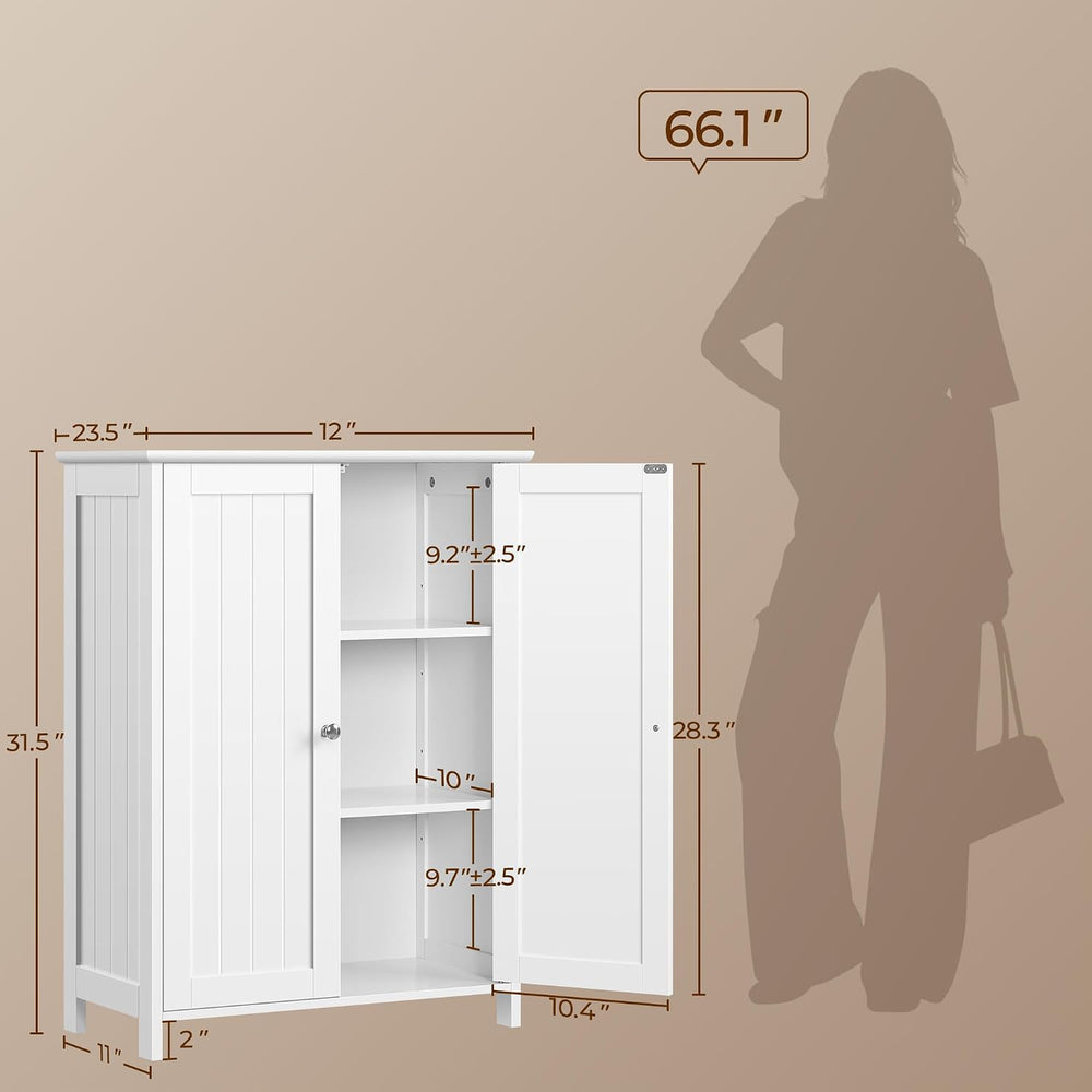 Yaheetech Small Bathroom Storage Cabinet for Towels with 2 Doors, White