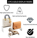 Purse Display Stands - 3 Stainless Steel Perfume Display Stands Metal Shoe Display Riser Stand for Home Boutique Retail Store Showcase, Mirror
