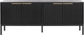 SAFAVIEH Lylia TV Stand for up to 65" Flatscreen – Black, 4 Doors with Interior Storage, Entertainment Media Console Cabinet (MED9623B)