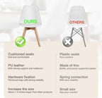 OLIXIS Dining Chairs Set of 4, Mid Century Modern Accent Chairs with Curved Backrest and Wood Legs, PU Leather Upholstered Kitchen Side Chair for Living Room, Bedroom, Outdoor Patio, White